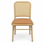 JYX-013 Tan Seat Cane-Back Dining Chair front view