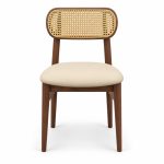 JYX-014 Cream Seat Oval Cane-Back Dining Chair front view