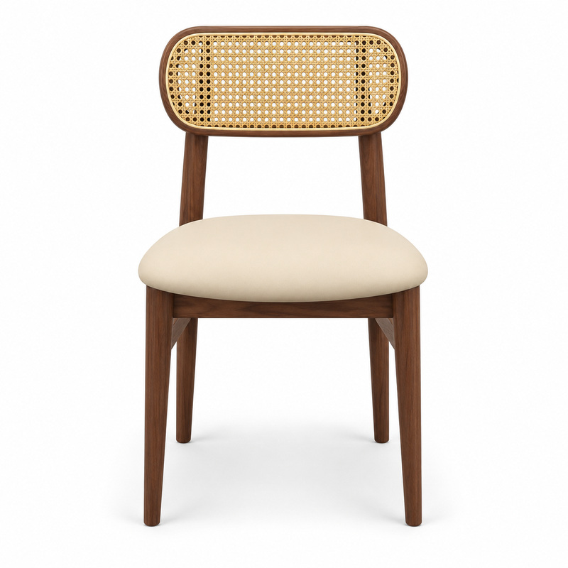 JYX-014 Cream Seat Oval Cane-Back Dining Chair