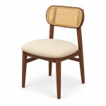 JYX-014 Cream Seat Oval Cane-Back Dining Chair left 45-degree view