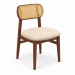 JYX-014 Cream Seat Oval Cane-Back Dining Chair right 45-degree view