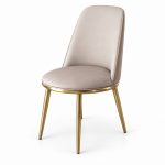 JYX-015 Light Gray Upholstered Gold-Frame Dining Chair left 45-degree view