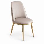 JYX-015 Light Gray Upholstered Gold-Frame Dining Chair right 45-degree view