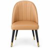 JYX-016 Tan Fan-Pleated Upholstered Dining Chair