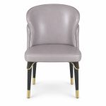 JYX-017 Gray Curved-Back Upholstered Dining Chair front view