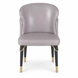 JYX-017 Gray Curved-Back Upholstered Dining Chair front view