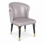 JYX-017 Gray Curved-Back Upholstered Dining Chair left 45-degree view