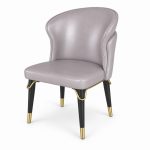 JYX-017 Gray Curved-Back Upholstered Dining Chair right 45-degree view