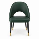 JYX-018 Dark Green Open-Back Upholstered Dining Chair front view