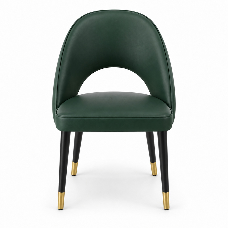 JYX-018 Dark Green Open-Back Upholstered Dining Chair