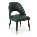 JYX-018 Dark Green Open-Back Upholstered Dining Chair left 45-degree view