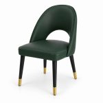 JYX-018 Dark Green Open-Back Upholstered Dining Chair right 45-degree view