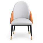 JYX-019 White and Orange Upholstered Dining Chair front view