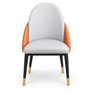 JYX-019 White and Orange Upholstered Dining Chair front view