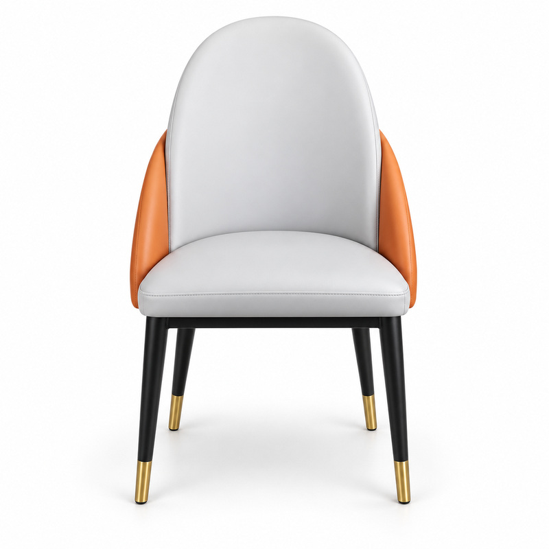 JYX-019 White and Orange Upholstered Dining Chair