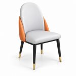 JYX-019 White and Orange Upholstered Dining Chair left 45-degree view