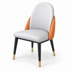 JYX-019 White and Orange Upholstered Dining Chair right 45-degree view
