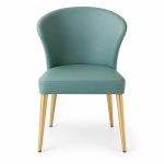 JYX-020 Teal Curved-Back Upholstered Dining Chair front view