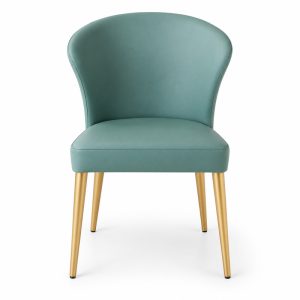 JYX-020 Teal Curved-Back Upholstered Dining Chair front view