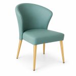 JYX-020 Teal Curved-Back Upholstered Dining Chair left 45-degree view