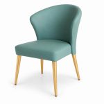 JYX-020 Teal Curved-Back Upholstered Dining Chair right 45-degree view