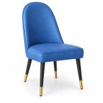 JYX-021 Blue High-Back Upholstered Dining Chair left 45-degree view