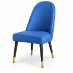 JYX-021 Blue High-Back Upholstered Dining Chair right 45-degree view