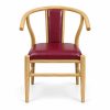 JYX-022 Burgundy Seat Curved-Frame Dining Chair