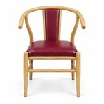 JYX-022 Burgundy Seat Curved-Frame Dining Chair front view
