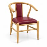 JYX-022 Burgundy Seat Curved-Frame Dining Chair left 45-degree view