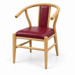 JYX-022 Burgundy Seat Curved-Frame Dining Chair right 45-degree view