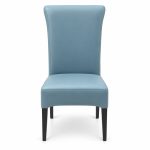 JYX-023 Pale Blue High-Back Upholstered Dining Chair front view