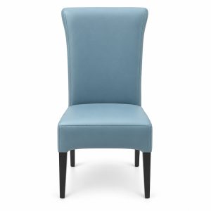 JYX-023 Pale Blue High-Back Upholstered Dining Chair front view