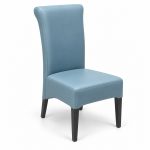 JYX-023 Pale Blue High-Back Upholstered Dining Chair left 45-degree view