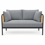 JYX-026 Gray Checkered Two-Seat Commercial Sofa front view