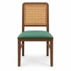 JYX-027 Green Seat Rectangular Cane-Back Dining Chair