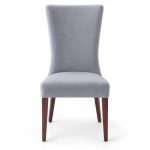 JYX-028 Gray High-Back Upholstered Dining Chair front view