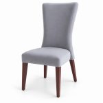JYX-028 Gray High-Back Upholstered Dining Chair right 45-degree view