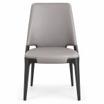 JYX-029 Gray Open-Arm Upholstered Dining Chair front view