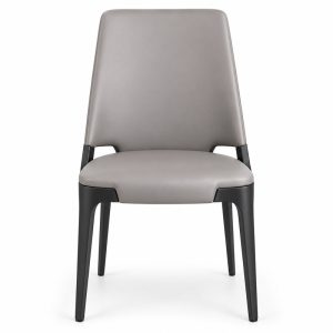 JYX-029 Gray Open-Arm Upholstered Dining Chair front view