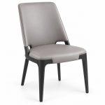 JYX-029 Gray Open-Arm Upholstered Dining Chair left 45-degree view