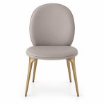 JYX-030 Beige Oval-Back Upholstered Dining Chair front view
