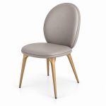 JYX-030 Beige Oval-Back Upholstered Dining Chair right 45-degree view
