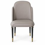 JYX-031 Taupe Upholstered High-Back Dining Chair front view
