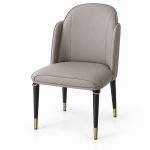 JYX-031 Taupe Upholstered High-Back Dining Chair left 45-degree view