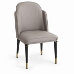 JYX-031 Taupe Upholstered High-Back Dining Chair right 45-degree view