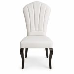 JYX-032 White Fan-Pleated Dining Chair front view