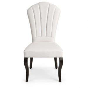 JYX-032 White Fan-Pleated Dining Chair front view