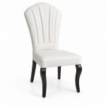 JYX-032 White Fan-Pleated Dining Chair left 45-degree view
