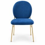 JYX-033 Blue Round-Back Upholstered Dining Chair front view